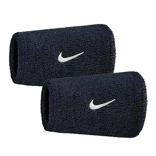 【2個組】ナイキ(NIKE) ユニセックス Swoosh スウッシュ クラシック ダブルワイドリストバンド BN4000-010 ブラック×ホワイト(25y7m)