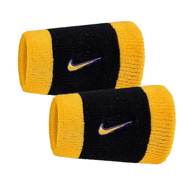 【2個組】ナイキ(NIKE) ユニセックス Swoosh スウッシュ クラシック ダブルワイドリストバンド BN4000-009 BK×Cパープル×Uゴールド(25y7m)