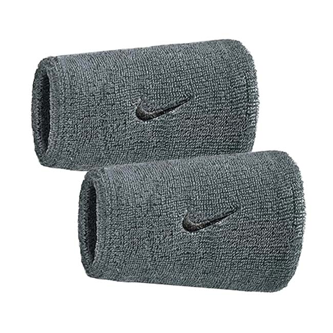 【2個組】ナイキ(NIKE) ユニセックス Swoosh スウッシュ クラシック ダブルワイドリストバンド BN4000-005 クールグレー×ブラック(25y7m)