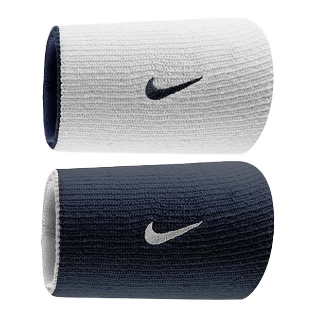 【2枚1組】ナイキ(NIKE) 2025 SP ユニセックス Dri-FIT ホームアンドアウエー リバーシブル ダブルワイド リストバンド NNNB0-416 ネイビー×ホワイト(25y5m)