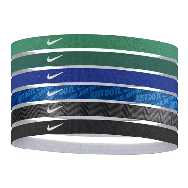 「色柄違い6本組」ナイキ(NIKE) ユニセックス プリント ヘッドバンド 6本パック BN2072-305グリーン×ブルー×ブラック(24y11m)