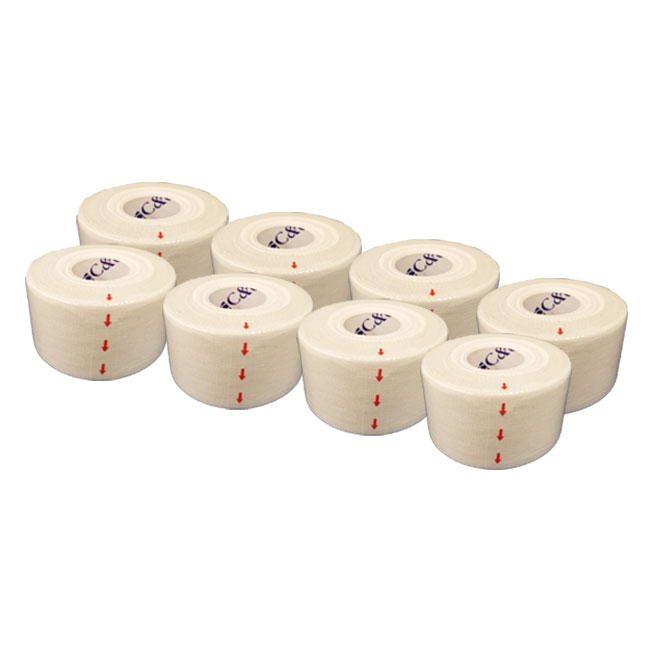 スポーツテーピング ヘリオ(HELIO) C&G ホワイトテープ 38mm×12m 箱なし 8巻セット 非伸縮 固定用テープ CG38WT-8(19y7m)