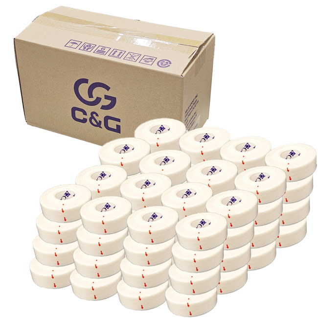 スポーツテーピング ヘリオ(HELIO) C&G ホワイトテープ 19mm×12m 64巻入り(１箱) 非伸縮 固定用テープ CG19WT-64(19y7m)