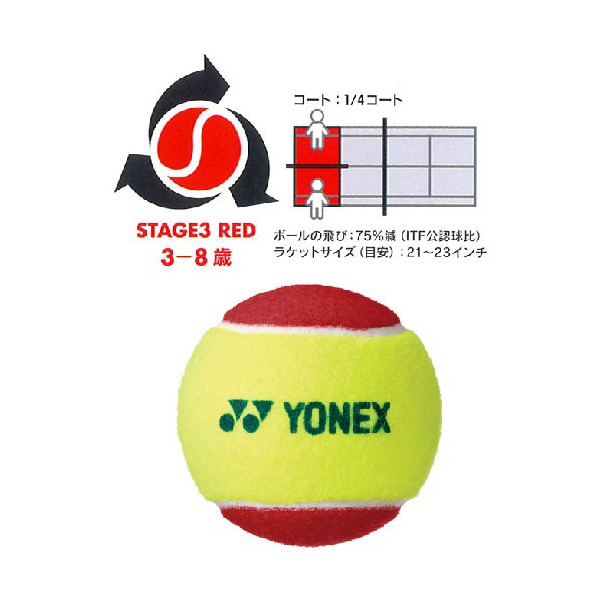 【バラ売り1球 レッドボール】ヨネックス マッスルパワーボール20 TMP20(YONEX Muscle Power 20)ジュニアテニスボール(16y5m)