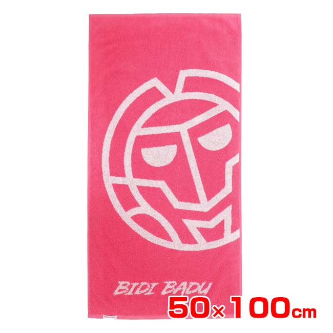 BIDI BADU(ビディバドゥ) 2026 FS ユニセックス ロゴプリント入り ミニバスタオル 50×100cm BB270001-501 ピンク×ホワイト(26y2m)