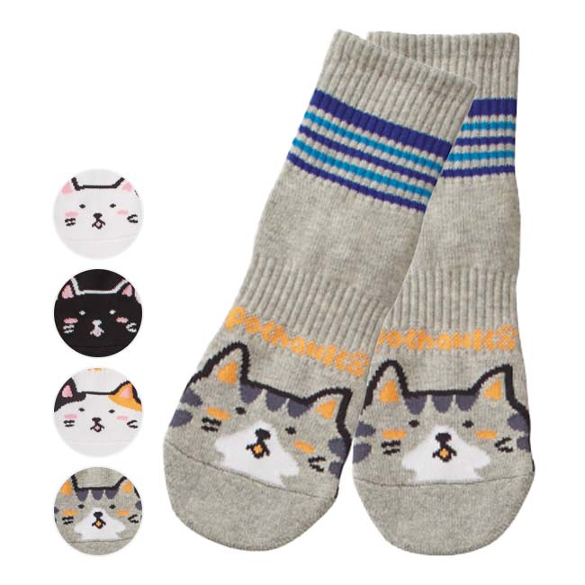 ゴーセン(Gosen) レディース ぽちゃ猫 pochaneco ハーフソックス 22-25cm 一足入り NSH03(24y4m)