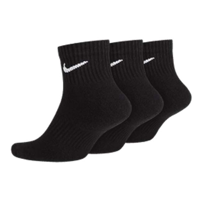 「同色3足組」ナイキ(NIKE) ユニセックス エブリデイ クッション クウォーター アンクル丈 ソックス 3P SX7667-010 ブラック×ホワイト(24y4m)