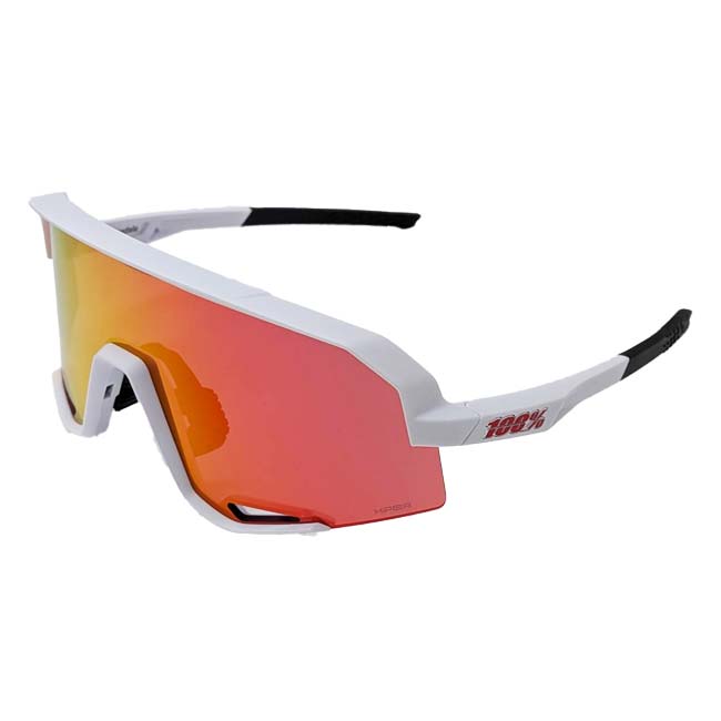 【10％OFFマジッククーポン対象】100%(ワンハンドレッド) スポーツサングラス SLENDALE スレンデール マルチレイヤーミラー レンズ  60057-00004-Mホワイト×レッド(24y4m)