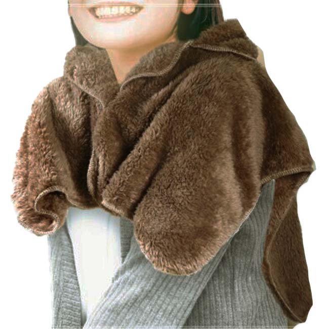 在庫処分特価】「首・肩の冷えをばっちりケア！」HAC(ハック) ボタン着脱式 袖なし フリースポンチョ HAC3682-ブラウン(23y9m)