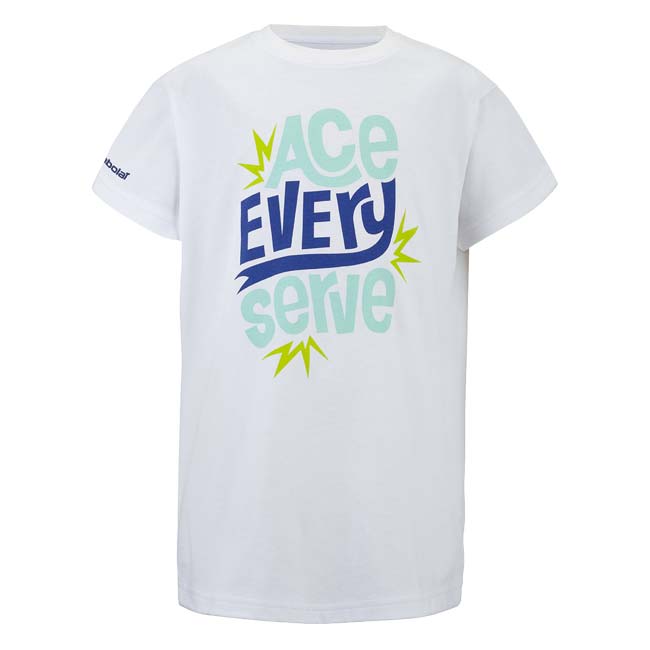バボラ(Babolat) 2026 ジュニア(ボーイズ) EXERCISE エクササイズ ロゴ コットン半袖Tシャツ 4BS26444-1000 ホワイト×ホワイト(26y8mテニス)