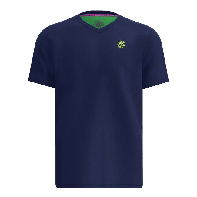 40%OFF在庫処分特価】BIDI BADU(ビディバドゥ) ジュニア(ボーイズ) CREW インサイドアウト Vネック ゲームシャツ 「定番」 B1620004-DBLLM Dブルー×ライム(23y2mテニス)