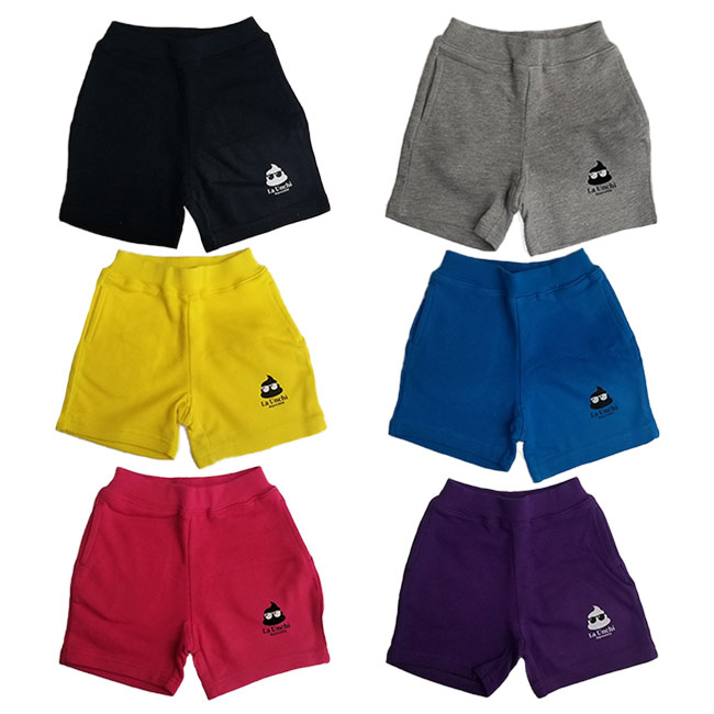 [全6色]La Unchi(ラウンチ) キッズ・ジュニア アイコンプリント ライトスウェット ハーフパンツ コットンパンツ かわいい うんちロゴ LUJP001(19y11m)