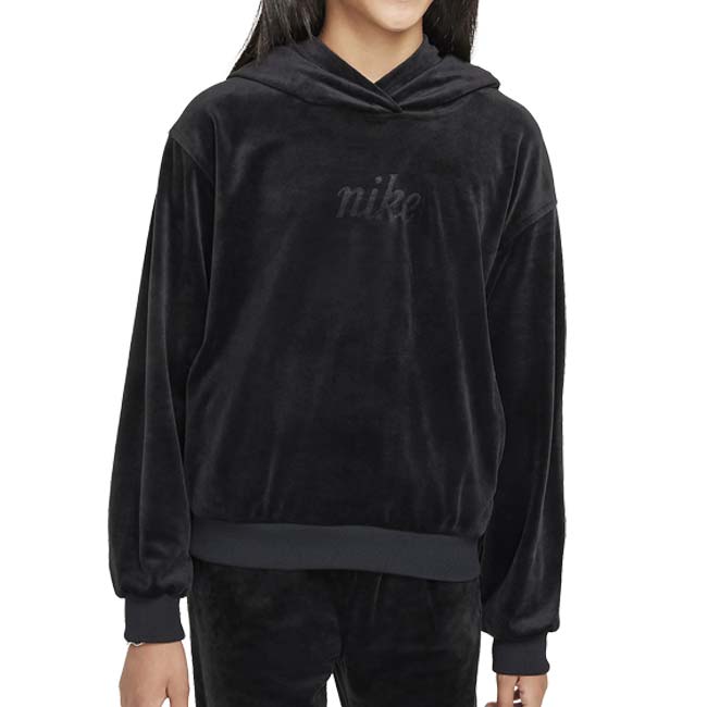 売切りセール！ナイキ(NIKE) 2024 HO ジュニア(ガールズ) スポーツウェア コージープルオーバー 長袖パーカー FZ5588-010ブラック×アンスラサイト(24y10mトレーニング)