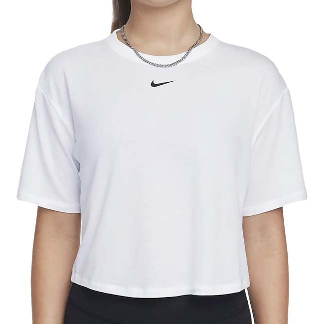 ナイキ(NIKE) ジュニア(ガールズ) One ワン リラックスド Dri-FIT 半袖Tシャツ ショートスリーブ FZ5602-100ホワイト×ブラック(24y9mトレーニング)