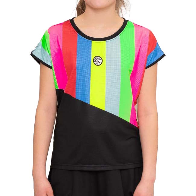 50%OFF在庫処分特価】BIDI BADU(ビディバドゥ) 2023 ジュニア(ガールズ) NEW YORK 全米オープン カップスリーブ ゲームシャツ G1620001-BKMX ブラック×ミックス(23y8mテニス)