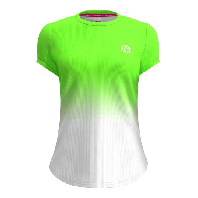 40%OFF在庫処分特価】BIDI BADU(ビディバドゥ) ジュニア(ガールズ) CREW グラディエント ゲームシャツ 「定番」 G1620002-NGNWH ネオングリーン×WH(23y2mテニス)