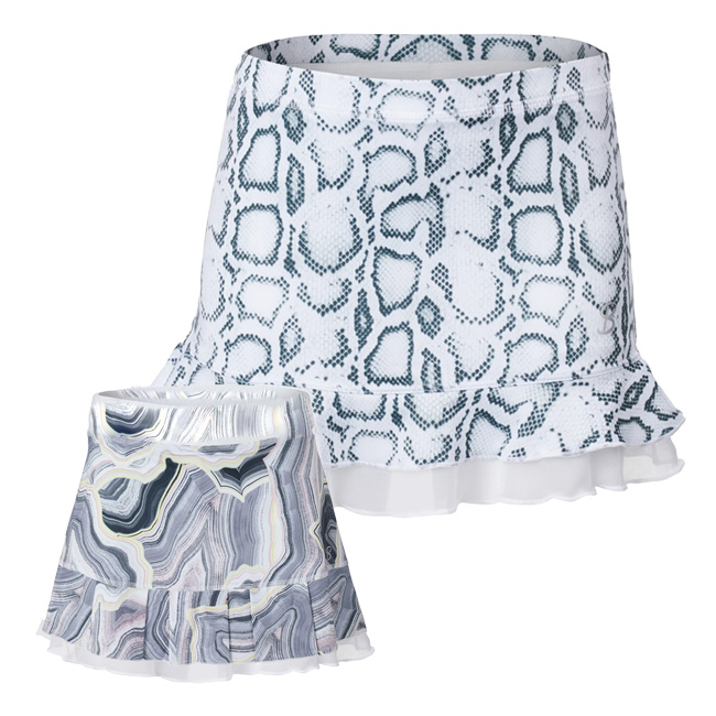 ソフィベラ(Sofibella)ジュニア(ガールズ) UV Colors フリル付き プリントゲームスコート 4614(22y10mテニス)