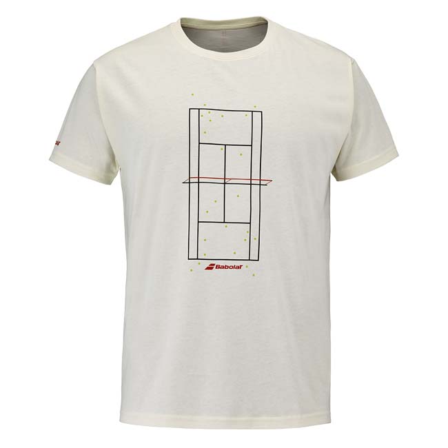 【ＵＳサイズ】バボラ(Babolat) 2026 メンズ EXERCISE エクササイズ メッセージ ロゴ 半袖Tシャツ 4MS26445-1100 カンノーリクリーム(26y8mテニス)