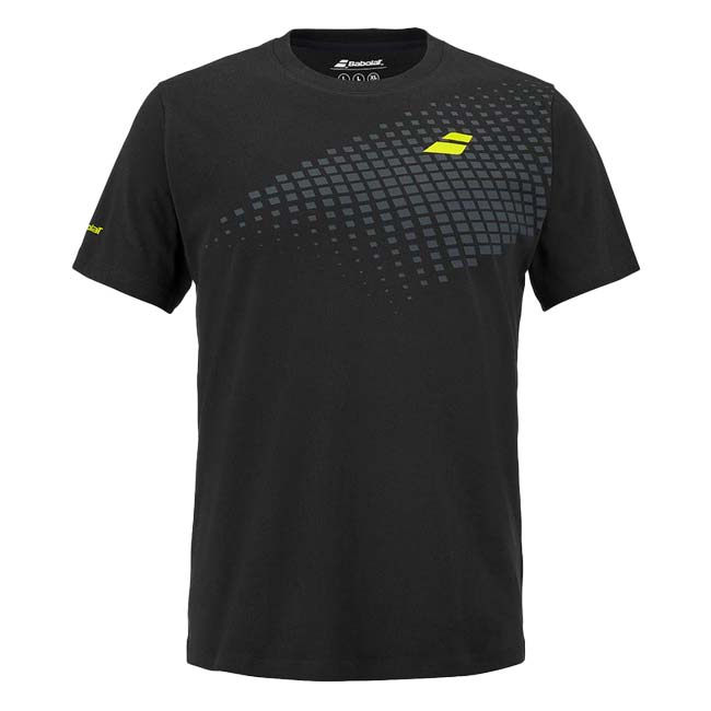【ＵＳサイズ】バボラ(Babolat) 2026 メンズ Aero アエロ コットン 背面グラフィック 半袖Tシャツ 4US26441W-2000 ブラック×ブラック(26y5mテニス)