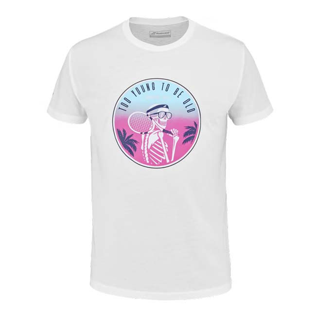 在庫処分特価】「ＵＳサイズ」バボラ(Babolat) 2023 SS メンズ EXERCISE エクササイズ メッセージ 半袖Tシャツ 4MS23445-1000 ホワイト(23y2mテニス)