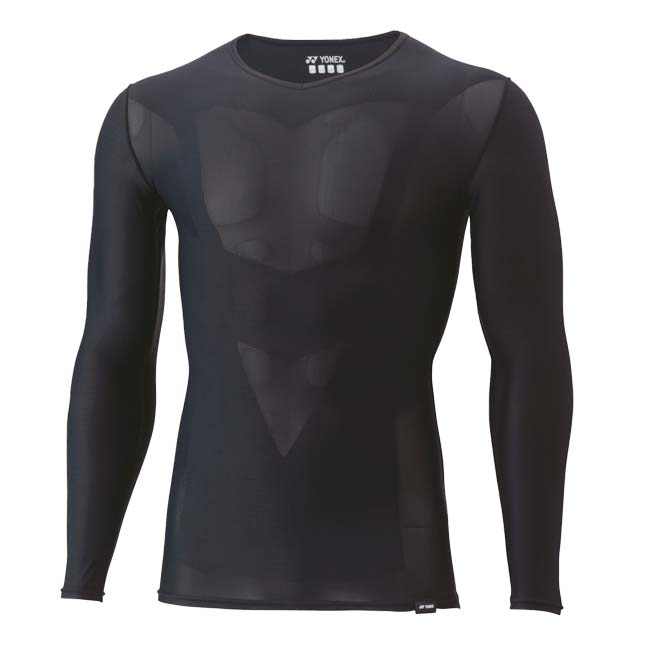 「日本サイズ」ヨネックス(YONEX) 2024 ユニセックス STB アスリートモデル Vネック長袖シャツ 機能インナー STBA1023-007 ブラック(24y3mトレーニング)
