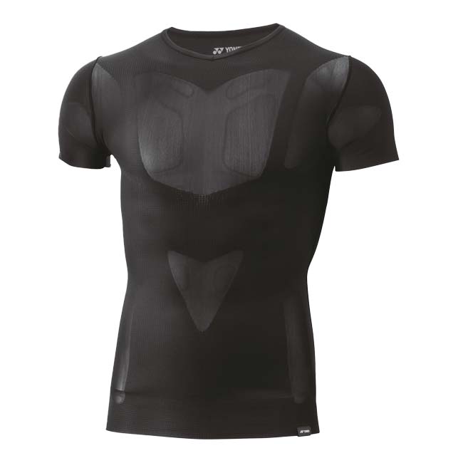 「日本サイズ」ヨネックス(YONEX) 2024 ユニセックス STB アスリートモデル Vネック半袖シャツ 機能インナー STBA1022-007 ブラック(24y3mトレーニング)