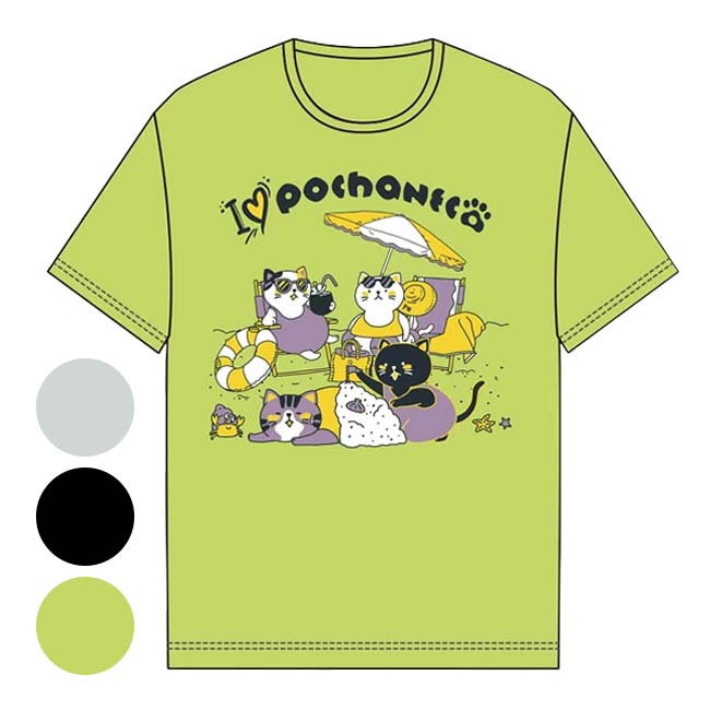 【日本サイズ】ゴーセン(Gosen) 2026 SS ユニセックス POCHANECO ぽちゃ猫 砂浜 半袖Tシャツ NT2600(26y7m)