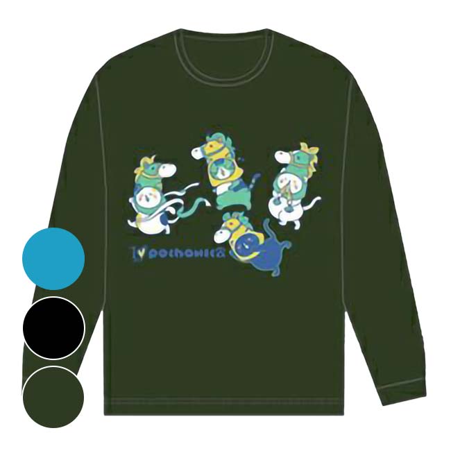 【TIMESALE】売切り終了！在庫処分特価】【日本サイズ】ゴーセン(Gosen) 2025 FW ユニセックス POCHANECO ぽちゃ猫 干支長袖Tシャツ 午年 うまどし NPT67(25y11m)