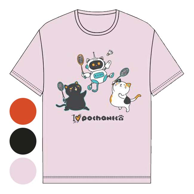 売切り終了！在庫処分特価】【バドミントン】【日本サイズ】ゴーセン(Gosen) 2025 FW ユニセックス POCHANECO ぽちゃ猫 BD バド柄半袖Tシャツ NPT66(25y11m)