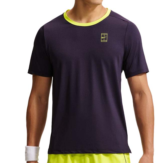 【日本サイズ】ナイキ(NIKE) 2026 HO メンズ コート アドバンテージ Dri-FIT ゲームシャツ FZ6911-525パープルD×レモンヴェノム(26y10mテニス用ゲームウェア)