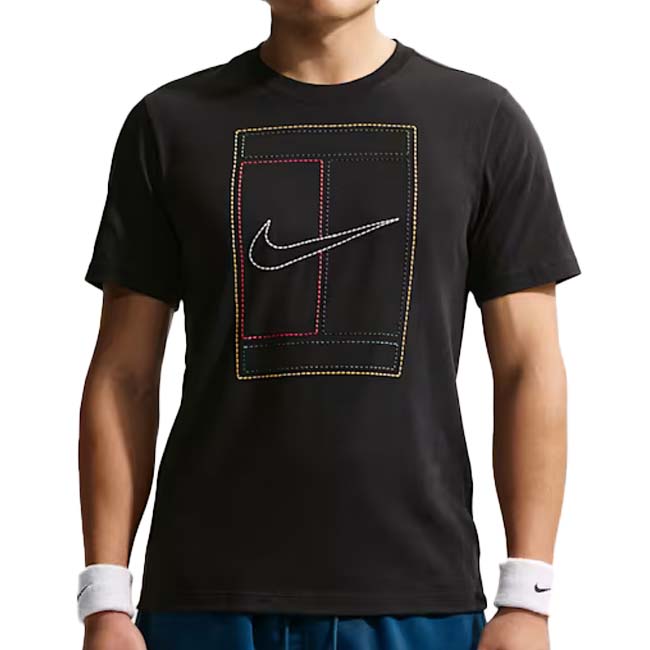 【日本サイズ】ナイキ(NIKE) 2026 SP メンズ コート ヘリテージ ステッチ刺繍ロゴ 半袖Tシャツ IH2086-010 ブラック×ホワイト(26y2mテニス)