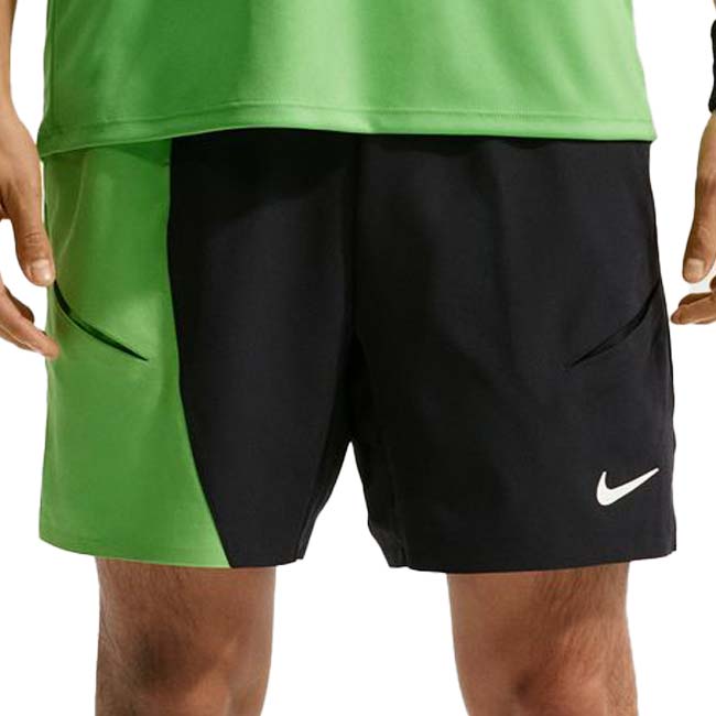 【日本サイズ】ナイキ(NIKE) 2026 SP メンズ コート スラム Dri-FIT ゲームショートパンツ IB1038-010 ブラック×Mグリーン×WH(25y12mテニス用ゲームウェア)