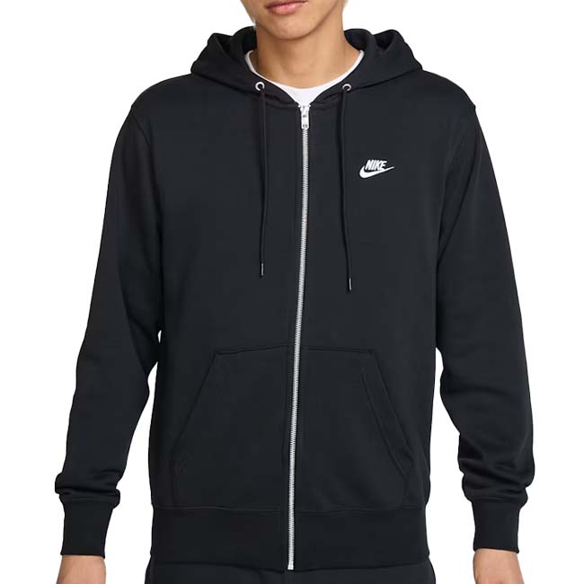 【TIMESALE】売切り終了！在庫処分特価】【日本サイズ】ナイキ(NIKE) 2025 HO メンズ CLUB クラブ フルジップ フレンチテリー 長袖フーディ FN3885-010 ブラック×ホワイト(25y12mトレーニング)