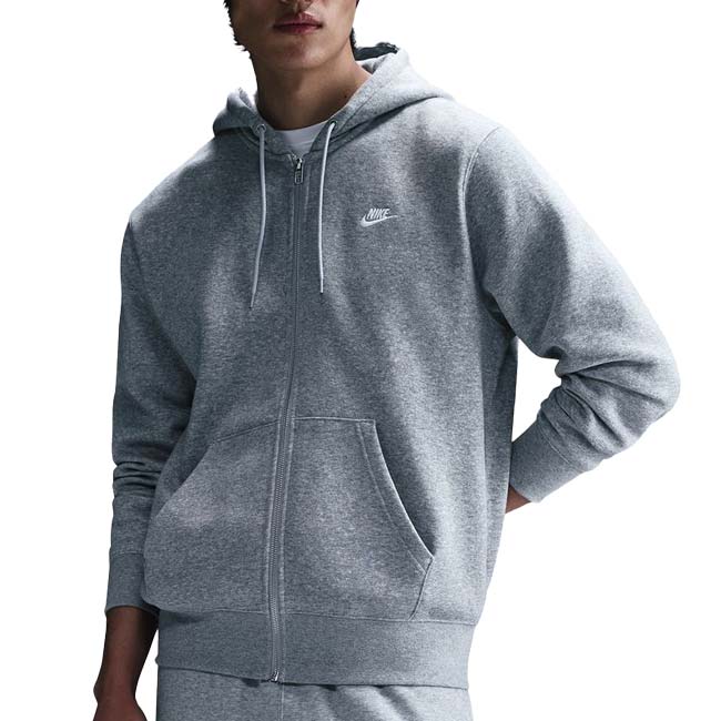 【日本サイズ】ナイキ(NIKE) 2025 HO メンズ CLUB クラブ フルジップ フリース 長袖フーディ FN3862-063 ダークグレーヘザー×WH(25y12mトレーニング)