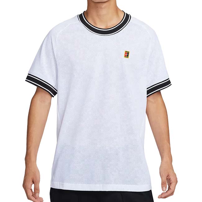 在庫処分特価】【日本サイズ】ナイキ(NIKE) 2025 FA メンズ Court Heritage コートヘリテージ ゲームシャツ FN0319-101 ホワイト×ブラック(25y7mテニス用ゲームウェア)