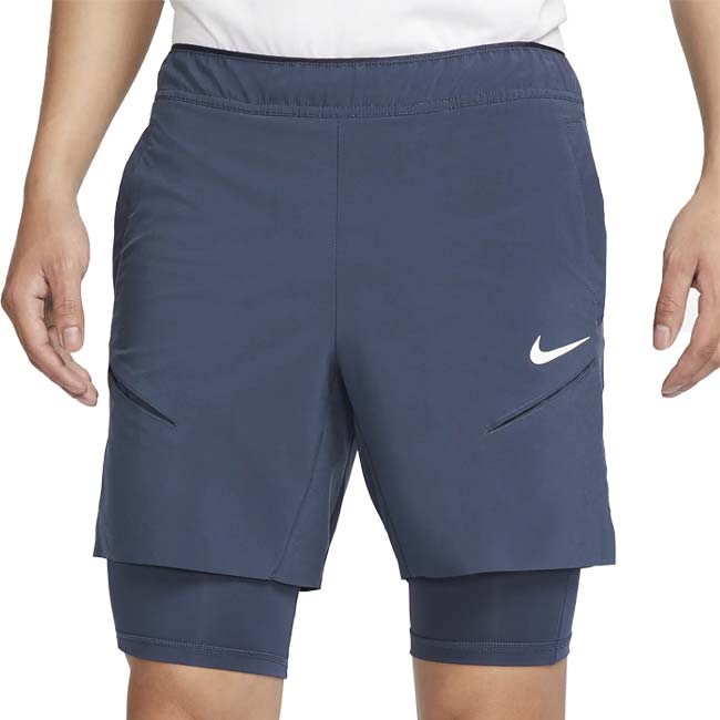 売切り終了！【日本サイズ】ナイキ(NIKE) 2024 SU メンズ コート スラム Dri-FIT RG ゲームショートパンツ FD5285-437 Tブルー×Aスレート(24y5mテニス用ゲームウェア)