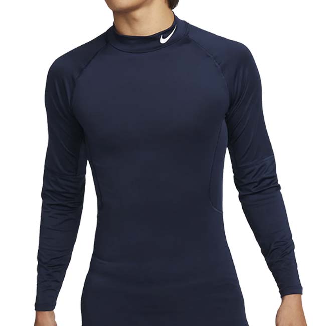 【日本サイズ】ナイキ(NIKE) 2023 HO メンズ PRO Dri-FIT フィットネス モックネック 長袖シャツ FB7909-451 オブシディアン×WH(23y10mトレーニング)