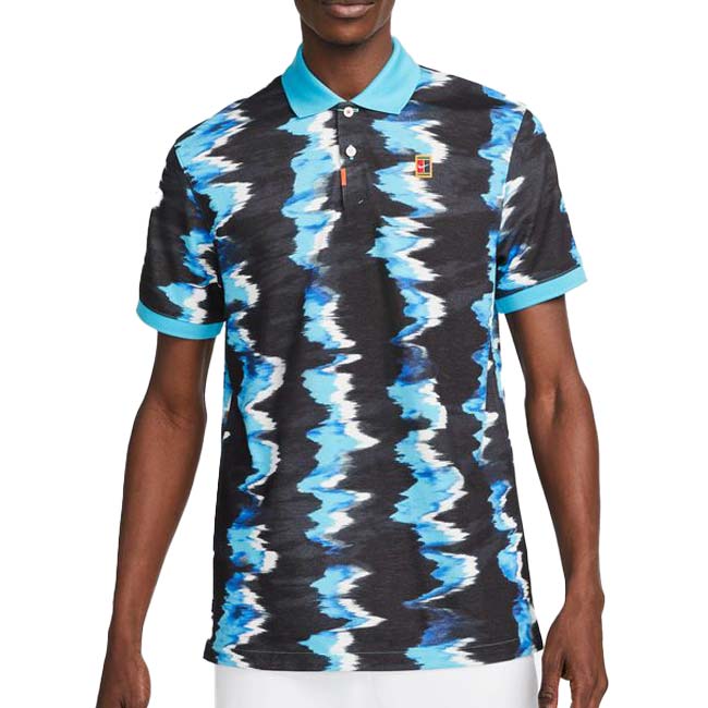 売切り終了！在庫処分特価】【日本サイズ】ナイキ(NIKE) 2023 SP メンズ コート Dri-Fit プリント スリム 半袖ポロシャツ DV8916-416 バルティックブルー(23y1mテニス)