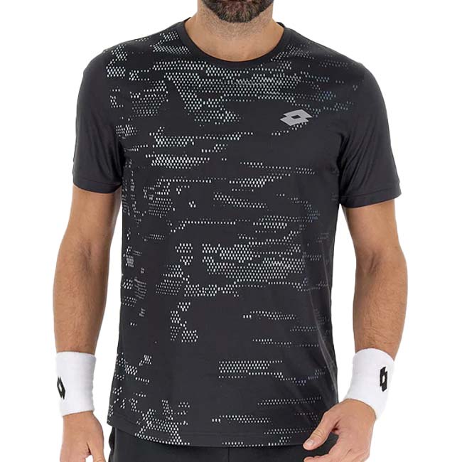 【EUサイズ】ロット(LOTTO) 2025 メンズ SUPERRAPIDA スーパーラピダ D2 半袖Tシャチ 220469-1MY Aブラック×シルバーM2(25y12mパデル)