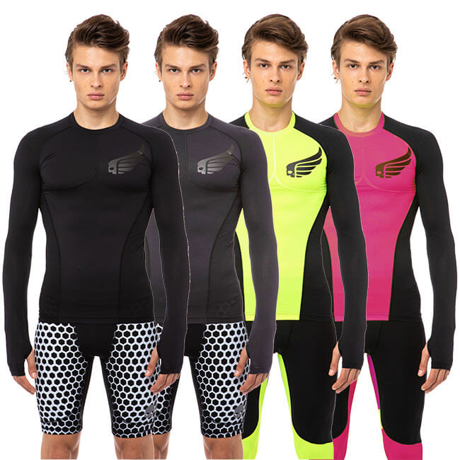 在庫処分特価】【海外サイズ】ハイドロゲン(HYDROGEN) 2020 メンズ ファストスカル セカンドスキン 長袖Tシャツ R00624(20y3mランニング)