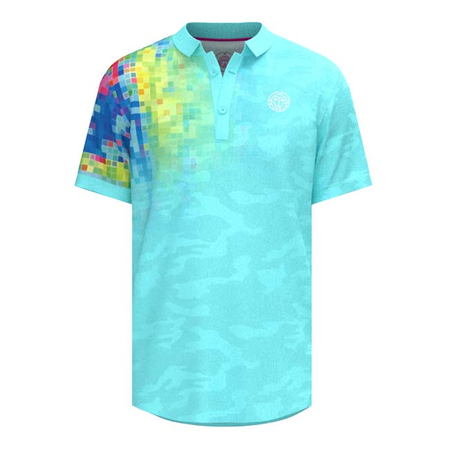 45%OFF在庫処分特価】「海外サイズ」BIDI BADU(ビディバドゥ) 2024 SP メンズ MELBOURNE 全豪オープン 半袖ポロシャツ M1350004-AQMX アクア×ミックス(23y12mテニス)