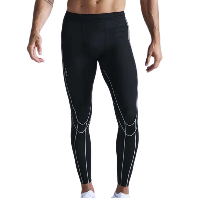 2XU(ツータイムズユー) メンズ ライトスピード キネシス コンプレッションタイツ MA7626B-BLK／BRF BK×BKリフレクティブ(26y9mトレーニング)