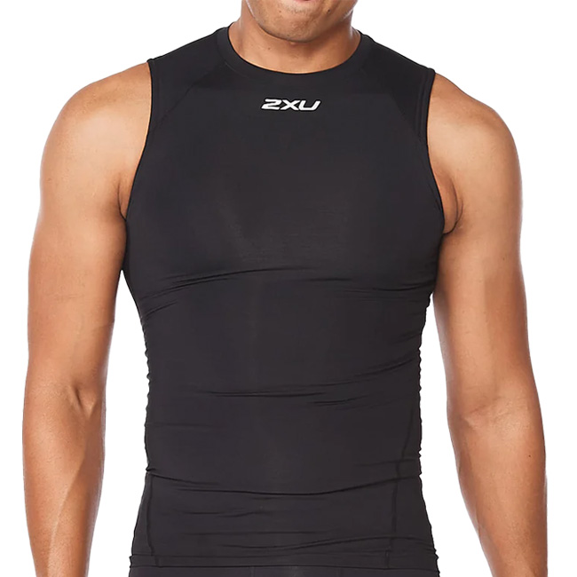 【10％OFFマジッククーポン対象】2XU(ツータイムズユー) 2022 メンズ PWX コア コンプレッション スリーブレス トップス ノースリーブ MA6400A-BLKSIL ブラック×シルバー(22y8m)