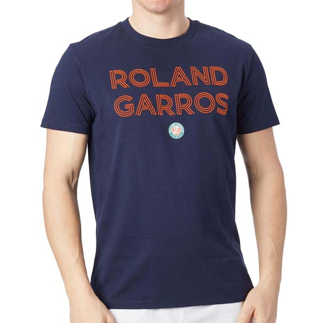 「海外サイズ」Roland Garros Official(ローランギャロス) 2024 メンズ ロゴ プリント 半袖Tシャツ RG23001ネイビー(24y11mテニス)