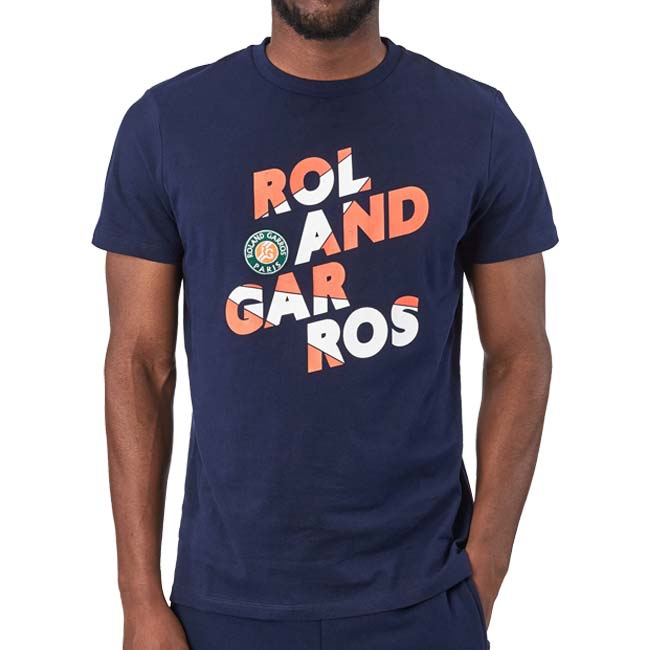 「海外サイズ」Roland Garros Official(ローランギャロス) 2023 SS メンズ RGグラフィック 半袖Tシャツ RG22004-ネイビー(23y4mテニス)