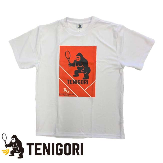 「日本サイズ」TENIGORI(テニゴリ) 2024 ユニセックス RG RECEIVE GAME PARIS ドライ半袖Tシャツ TGMT024-ホワイト×オレンジ(24y6mテニス)
