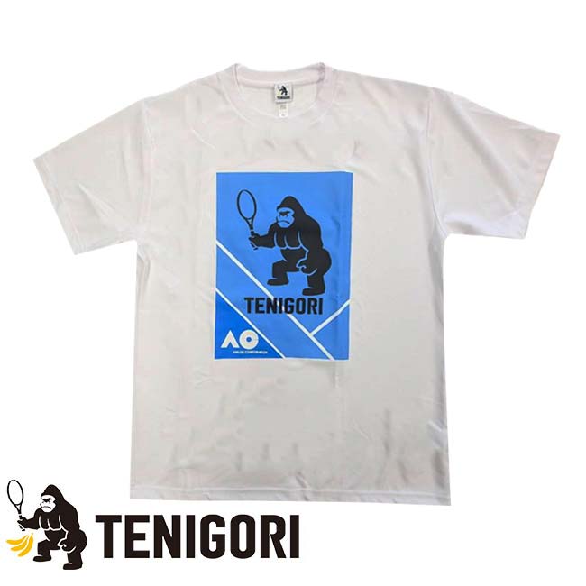 「日本サイズ」TENIGORI(テニゴリ) 2024 ユニセックス AC AMUSE CORPORATION ドライ半袖Tシャツ TGMT023-ホワイト×ブルー(24y6mテニス)