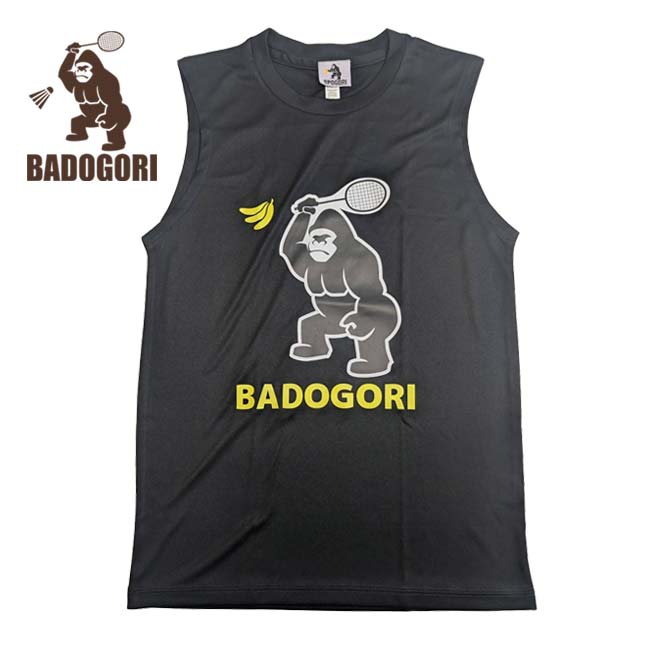 【バドミントン】【日本サイズ】BADOGORI(バドゴリ) ユニセックス ベーシックアイコン ノースリーブシャツ BGMT004 ブラック(25y7m)
