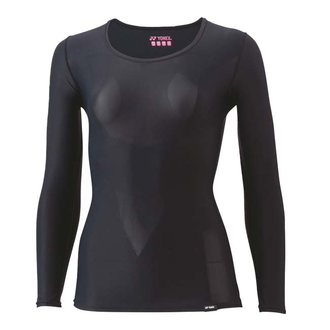 「日本サイズ」ヨネックス(YONEX) 2024 レディース STB アスリートモデル Uネック長袖シャツ 機能インナー STBA1513-007 ブラック(24y3mトレーニング)