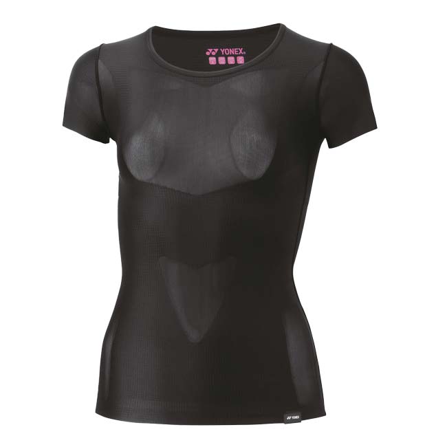 「日本サイズ」ヨネックス(YONEX) 2024 レディース STB アスリートモデル Uネック半袖シャツ 機能インナー STBA1512-007 ブラック(24y3mトレーニング)